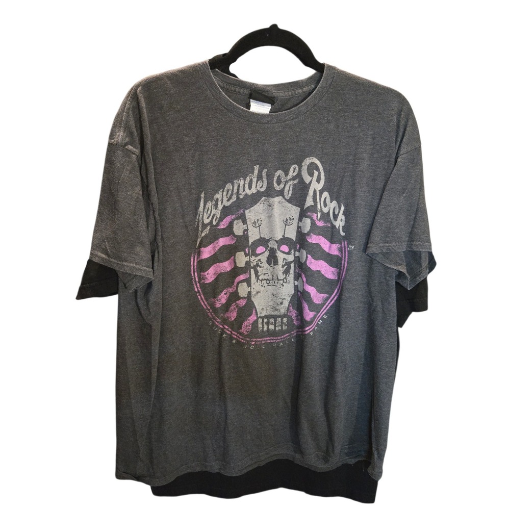Rock & Roll Hall of Fame Legends of Rock Graphic T-Shirt Mens XL Gray Skull